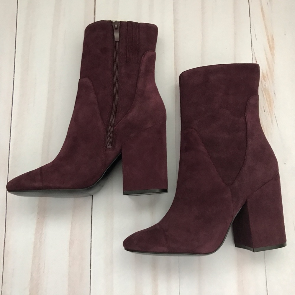 Kendall + Kylie Velvet Burgundy Suede Ankle Boots